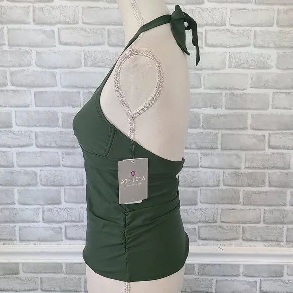 Athleta Tara Halter Tankini Top Green Swim Size 34 B/C NEW Beach $72 - Picture 4 of 7